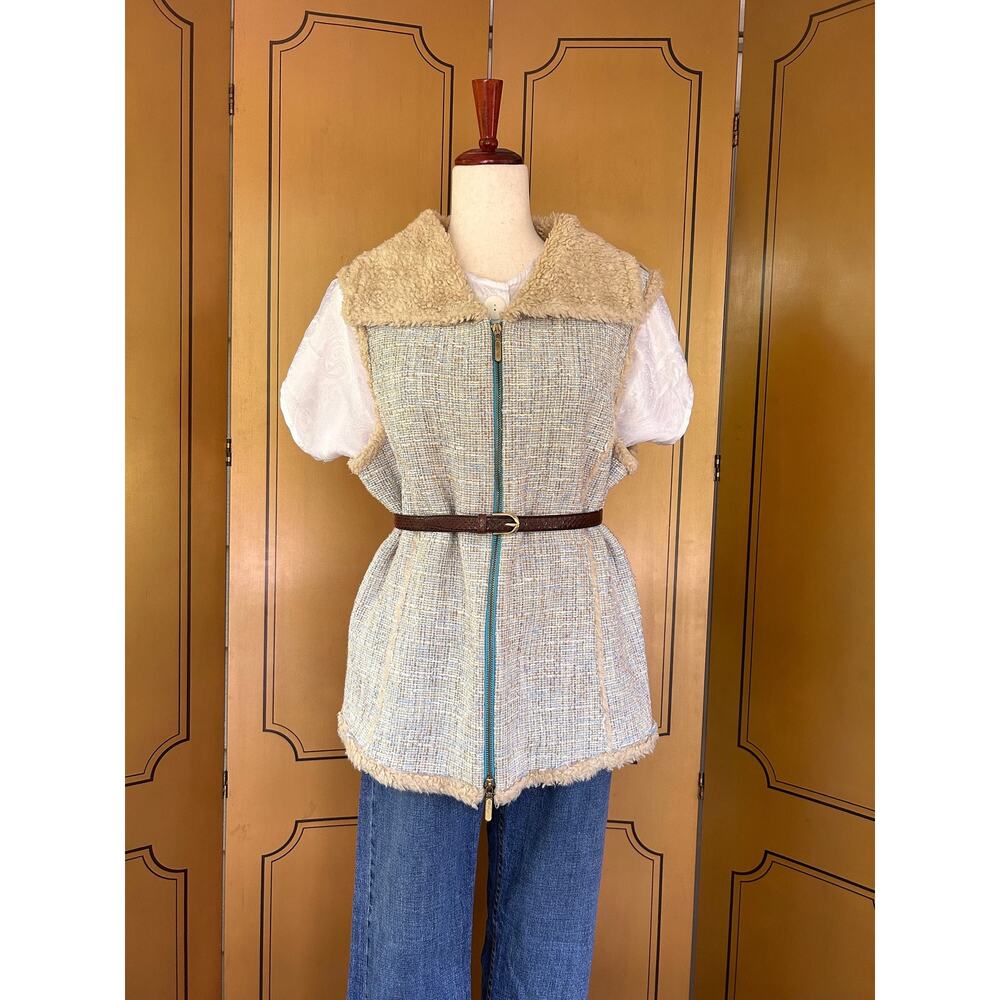 Vintage tweed vest with shearling lining by Dana Buchman, size L
